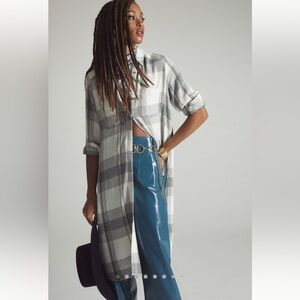 Pilcro Longline Plaid Buttondown